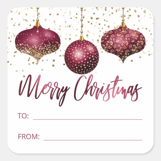 グラムブルゴーニュ金ゴールドオーナメントメリークリスマス スクエアシール (正面)