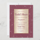 グラムブルゴーニュ金ゴールドグリッター紙吹雪ブライダルシャワー 招待状 (正面)
