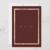 グラムブルゴーニュ金ゴールドグリッター結婚フローラ 招待状 (裏面)