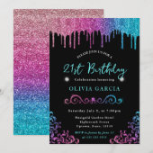 グラムブルーとピンクグリッター21歳 招待状 (正面/裏面)