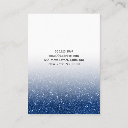 グラムブルーグリッターグラデーションジュエリーイヤリングディスプレイ 名刺 (裏面)