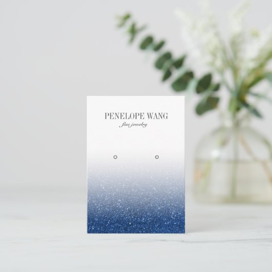 グラムブルーグリッターグラデーションジュエリーイヤリングディスプレイ 名刺 (スタンド正面)