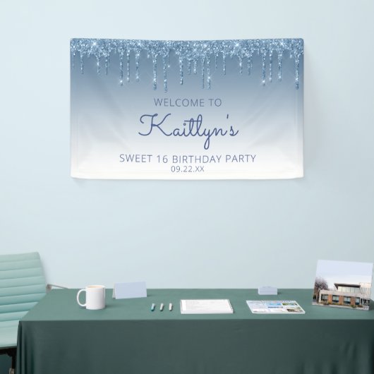 グラムブルーグリッタードリップスウィート16パーティー 横断幕 (トレードショー)