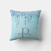 グラムブルーグリッタードリップスエレガントモノグラムスローパイ クッション (裏面)