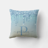 グラムブルーグリッタードリップスモノグラム クッション (裏面)