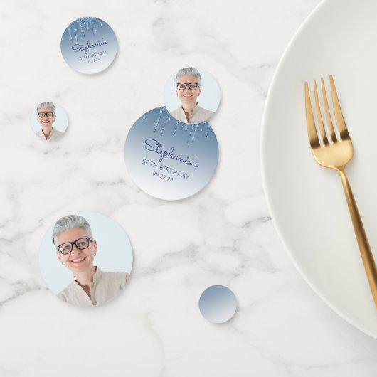 グラムブルーグリッタードリップフォト50誕生日 コンフェッティ (グループ)