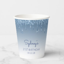 グラムブルーグリッタードリップ21歳パーティー 紙コップ