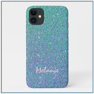 グラムブルーグリーンアンドパープルグリッター iPhone 11 ケース