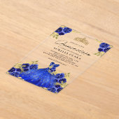 グラムブルードレスフローラウォーターカラー15thキンセアニラ アクリル招待状 (レイダウン)