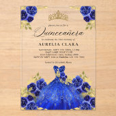 グラムブルードレスフローラウォーターカラー15thキンセアニラ アクリル招待状 (正面)