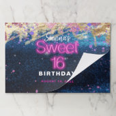 グラムブルーモダングリッターホットネオンピンクスウィート16 ペーパーパッド (折り畳み)