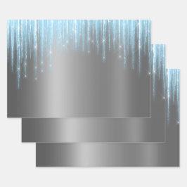 グラムブルー銀氷柱クリスマス ラッピングペーパーシート