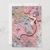 グラムプレゴマーメイド金ゴールドグリッターベビーシャワー 招待状 (正面)