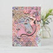 グラムプレゴマーメイド金ゴールドグリッターベビーシャワー 招待状 (スタンド正面)