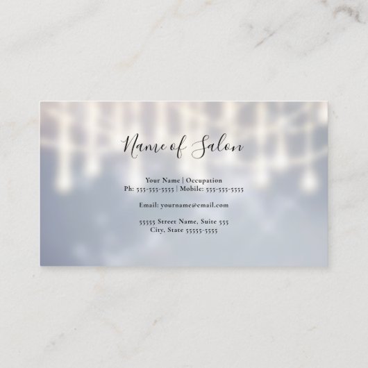 グラムヘアスタイリスト金ゴールドシアーズシルバートゥインクル《写真》ぼけ味 名刺 (裏面)