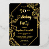 グラムベリー |フレ葉ーム90誕生日 箔招待状 (正面)