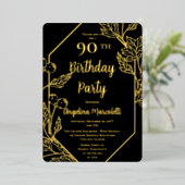 グラムベリー |フレ葉ーム90誕生日 箔招待状 (立ち正面)