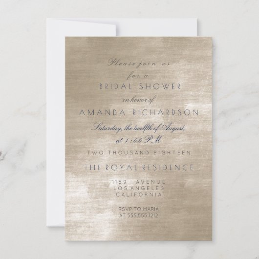 グラムベージュアイボリーベルベットブライダルシャワー 招待状 (正面)