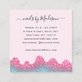 グラムホットピンクグリッタードリップス爪、 ネイルマニキュアサロン スクエア名刺 (裏面)