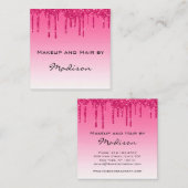 グラムホットピンクドリップグリッタードリップスメイクアップアーティスト スクエア名刺 (正面/裏面)