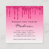 グラムホットピンクドリップグリッタードリップスメイクアップアーティスト スクエア名刺 (裏面)