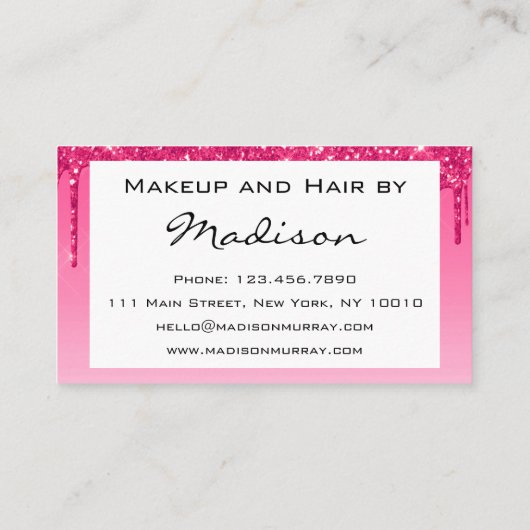 グラムホットピンクドリップグリッタードリップスメイクアップアーティスト 名刺 (裏面)