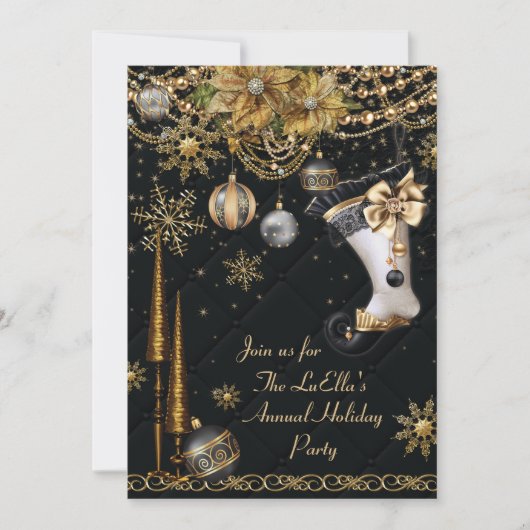 グラムホリエレガントデークリスマスパーティの招待状 招待状 (正面)