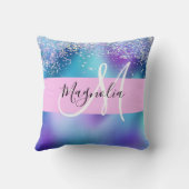 グラムホログラフィックマーメイドグリッタースパークルモノグラム クッション (裏面)