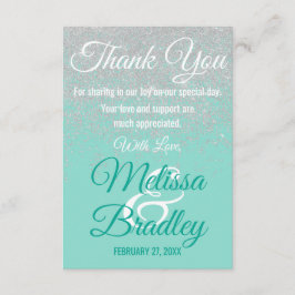 グラムホワイトグリッタースパークルズティール(緑がかった色)サンキュー サンキューカード