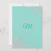 グラムホワイトグリッタースパークルズティール(緑がかった色)スウィート16 招待状 (裏面)