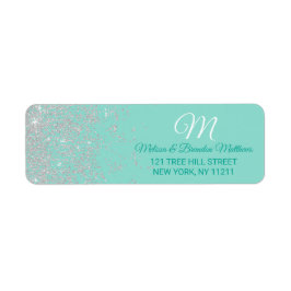 グラムホワイトグリッタースパークルティール(緑がかった色)アドレス ラベル
