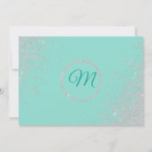 グラムホワイトグリッター 輝くターコイズ Save the Dates 招待状 (裏面)