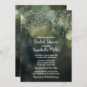 グラムホワイトフェアリーライツダーク《写真》ぼけ味ブライダルシャワー 招待状 (正面/裏面)