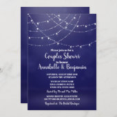 グラムホワイト妖精ライトブルーカップルシャワー 招待状 (正面/裏面)