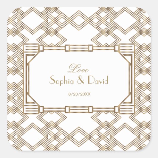 グラムホワイト素晴らし金ゴールド結婚ギャツビー スクエアシール (正面)