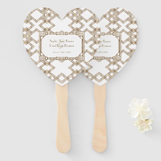 グラムホワイト素晴らし金ゴールド結婚ギャツビー ハンドファン (正面&裏面)