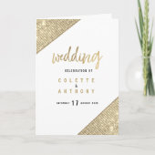 グラムホワイト金ゴールドグリッター幾何学結婚式 プログラム (正面)
