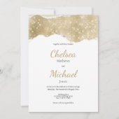 グラムホワイト金ゴールドシルバーグリッターラグジュアリー結婚ズ 招待状 (正面)