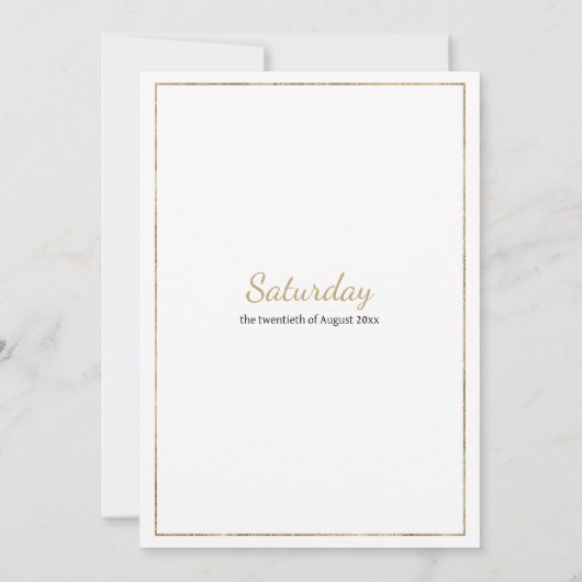 グラムホワイト金ゴールドシルバーグリッターラグジュアリー結婚ズ 招待状 (裏面)