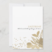 グラムホワイト金ゴールドタイポグラフィ紙吹雪結婚フローラ 招待状 (裏面)