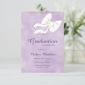 グラムホワイト金ゴールドボーラベンダー水彩卒業 招待状 (スタンド正面)