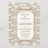グラムホワイト金ゴールド素晴らしギャツビーシニアプロム 招待状 (正面/裏面)