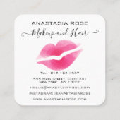 グラムホワイト&ピンクリップキスリップメイクアップアーティスト スクエア名刺 (裏面)