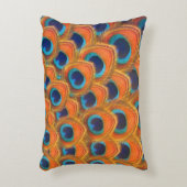 グラムボホオレンジブルーピーコックフェザー アクセントクッション (正面(垂直))