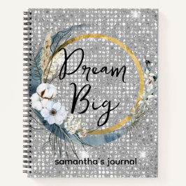 グラムボホシアルムーンシックシルバーフェイクグリッター ノートブック