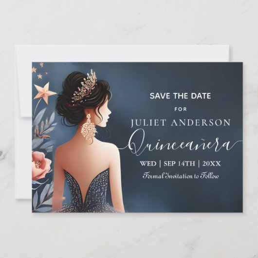 グラムボールガウン火花ダークネイビーブルーキンセアニェラ セーブザデート (正面)