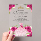グラムマゼンタピンクドレスフローラ15thキンセアニラ アクリル招待状 (インサイチュ (ポータブル))