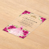 グラムマゼンタピンクドレスフローラ15thキンセアニラ アクリル招待状 (レイダウン)