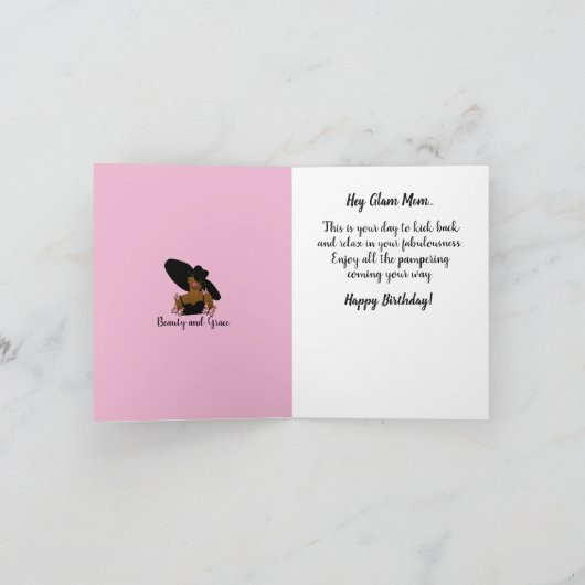 グラムママバタフライピンク誕生日 カード (内部)