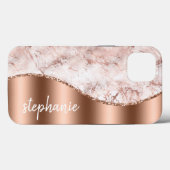 グラムマーブルピンクロース金ゴールドメタリック名 Case-Mate iPhoneケース (裏面 (横))